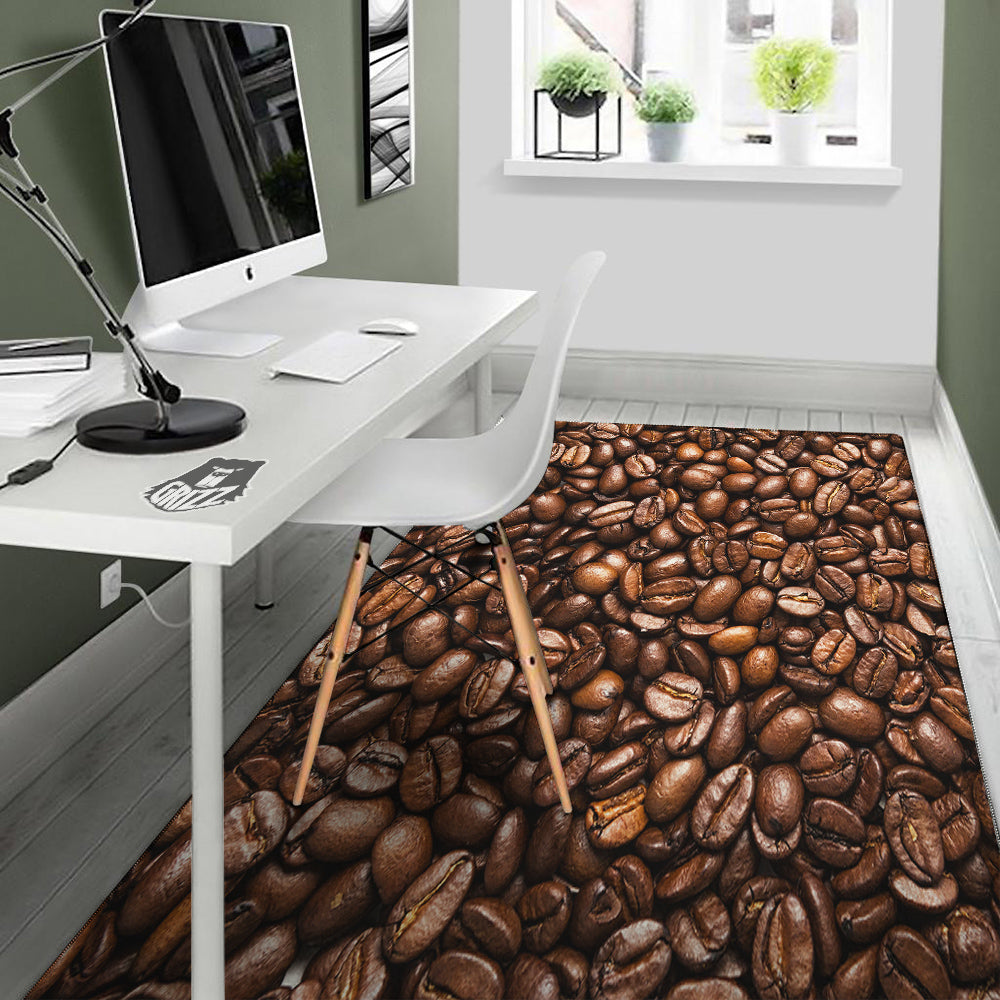 Coffee Beans Print Floor Mat-grizzshop