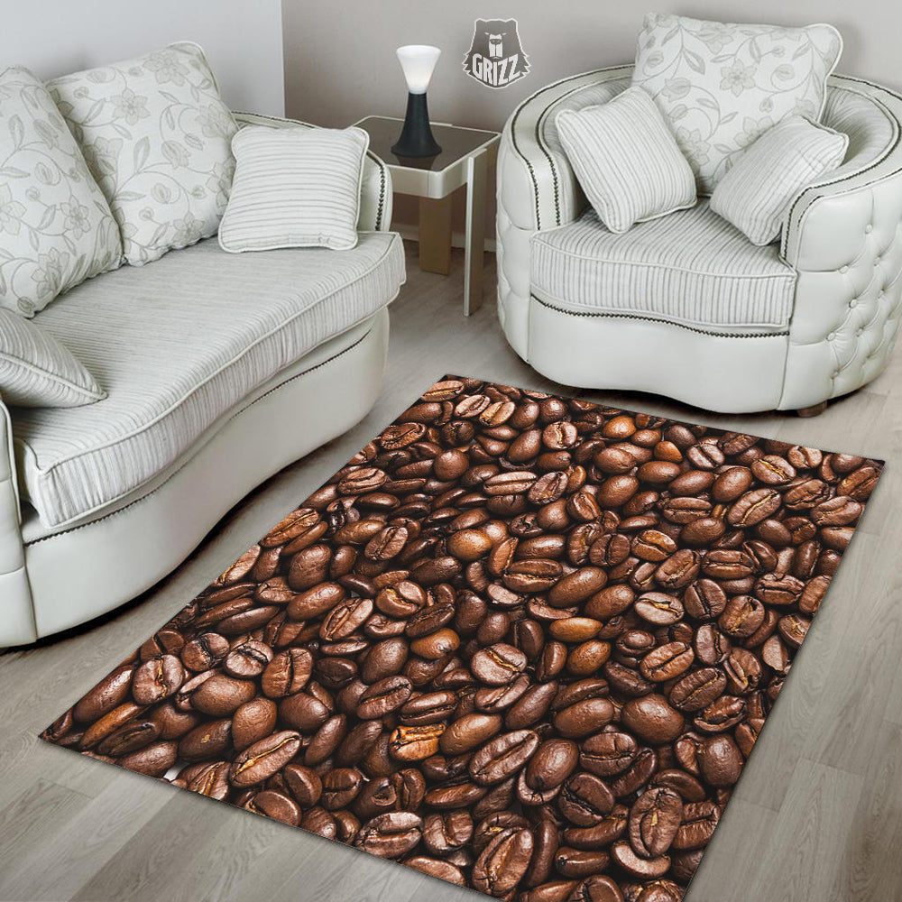 Coffee Beans Print Floor Mat-grizzshop