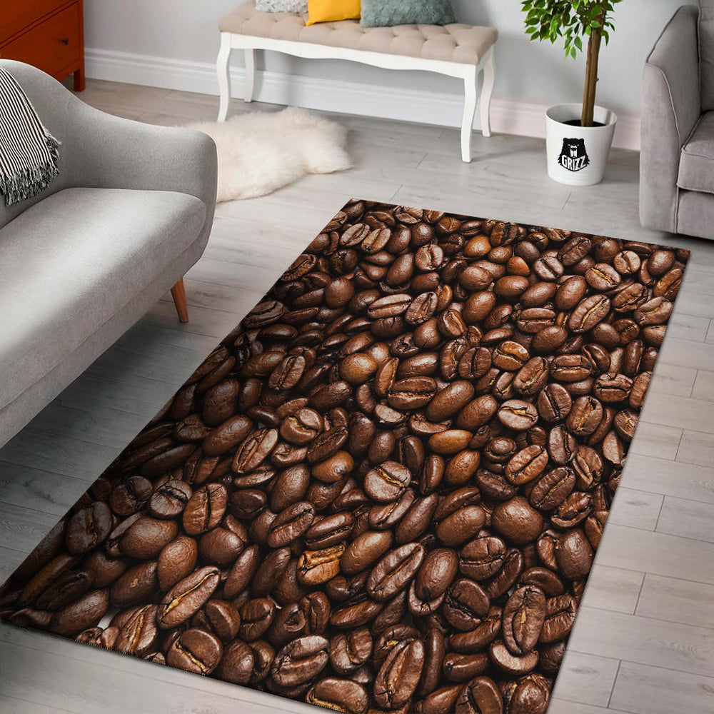 Coffee Beans Print Floor Mat-grizzshop