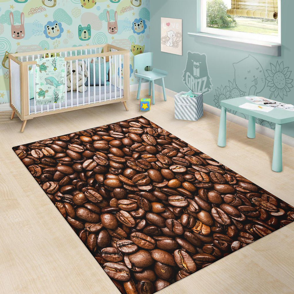 Coffee Beans Print Floor Mat-grizzshop