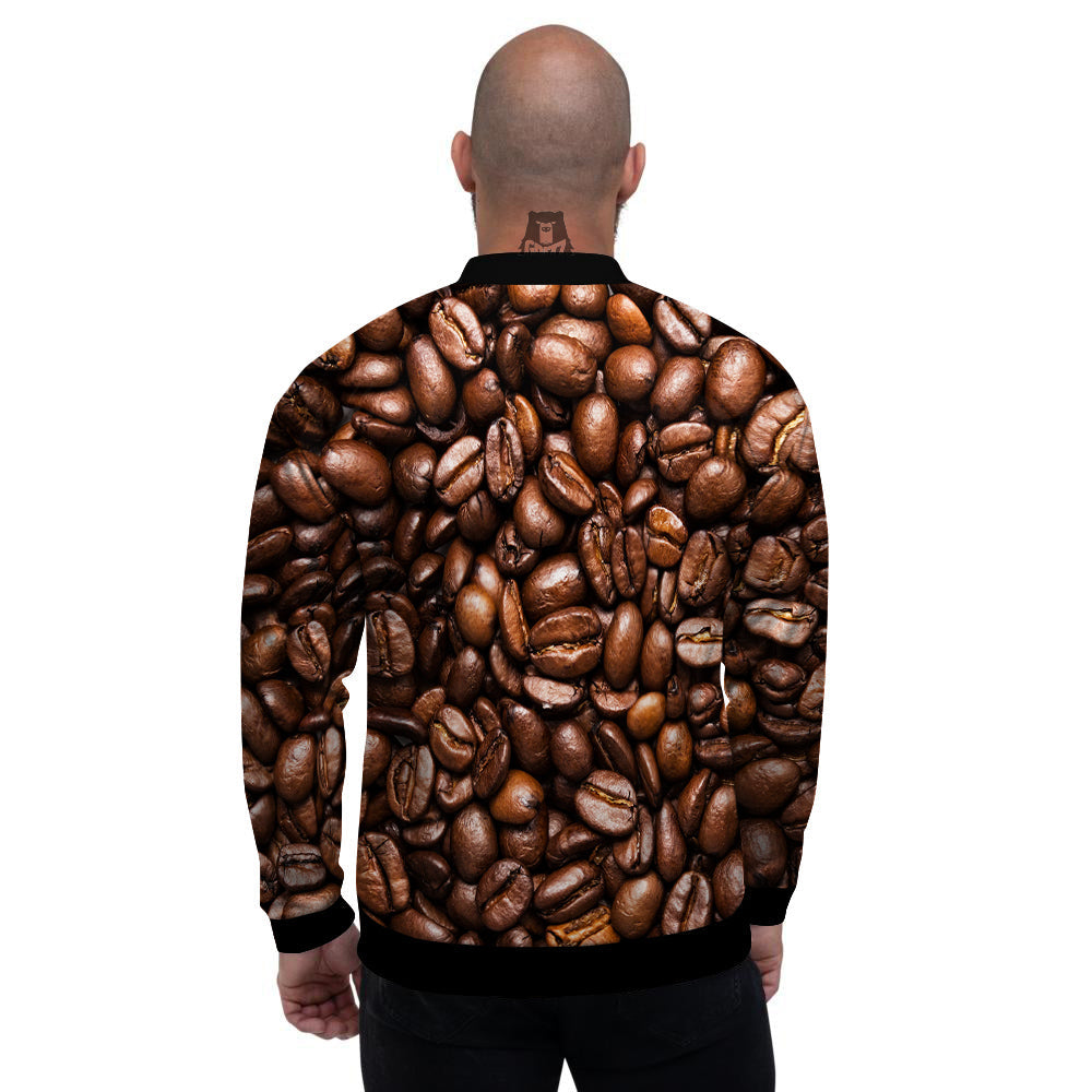 Coffee Beans Print Men's Bomber Jacket-grizzshop