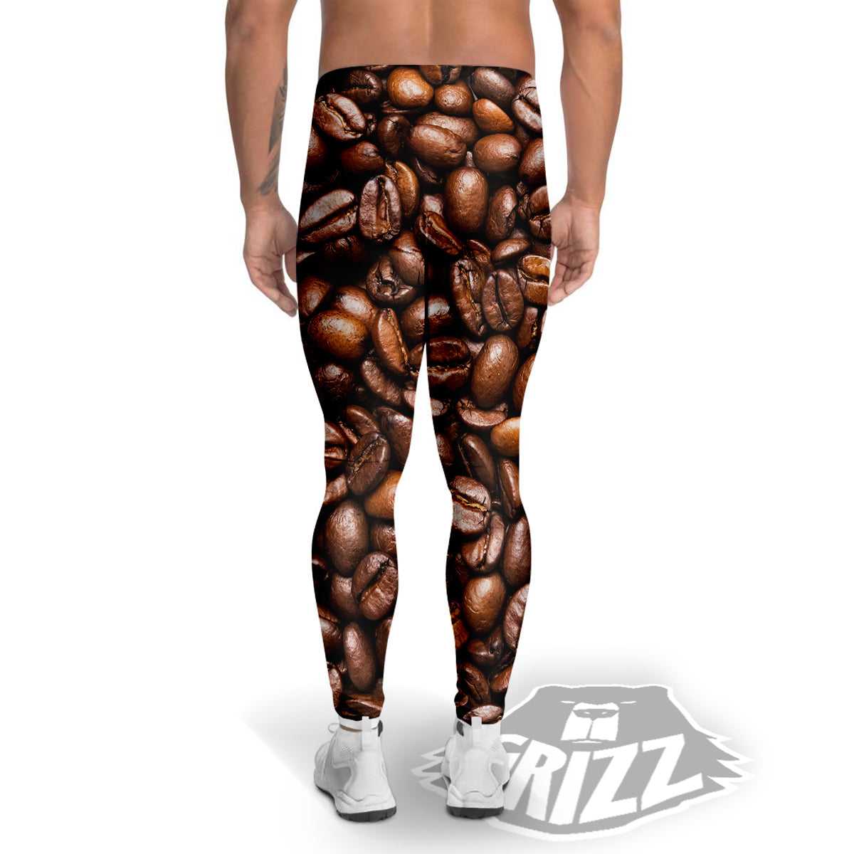 Coffee Beans Print Men's Leggings-grizzshop