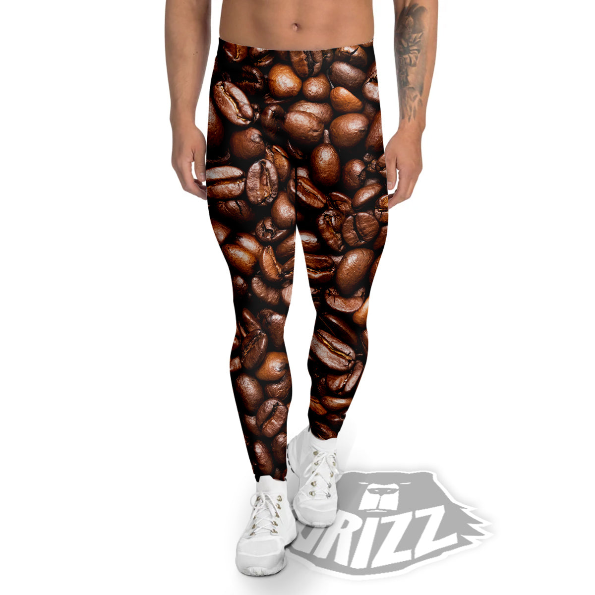 Coffee Beans Print Men's Leggings-grizzshop