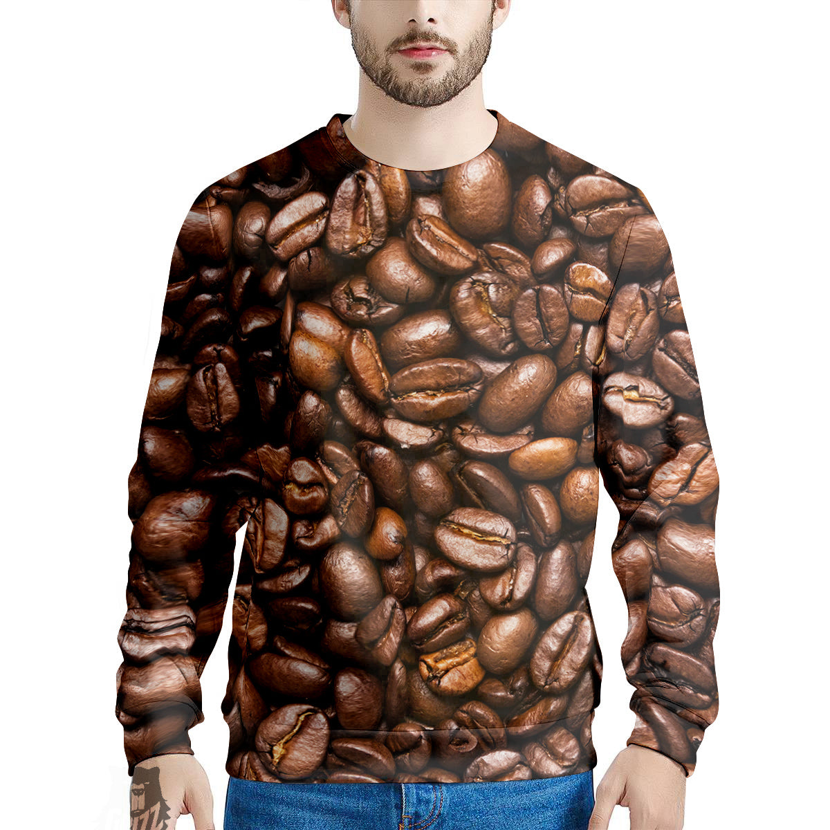 Coffee Beans Print Men's Sweatshirt-grizzshop