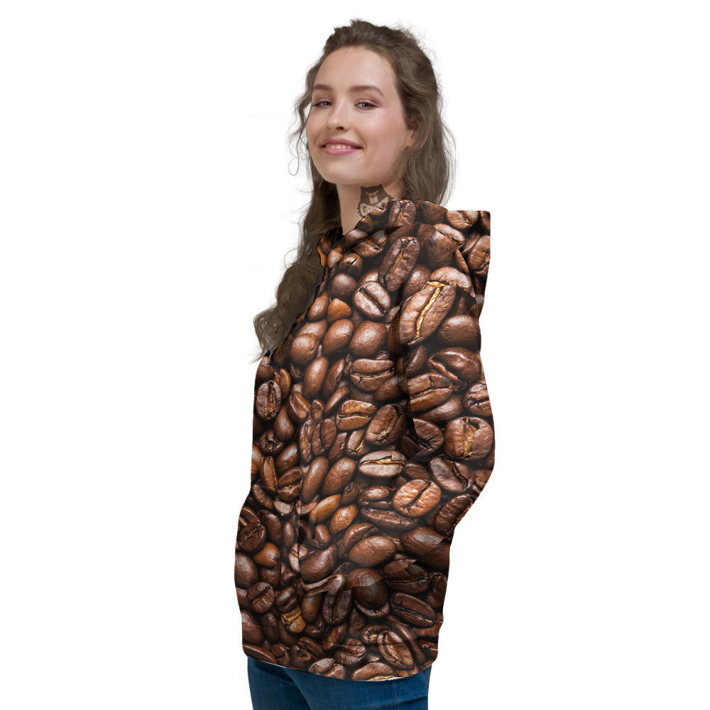Coffee Beans Print Women's Hoodie-grizzshop