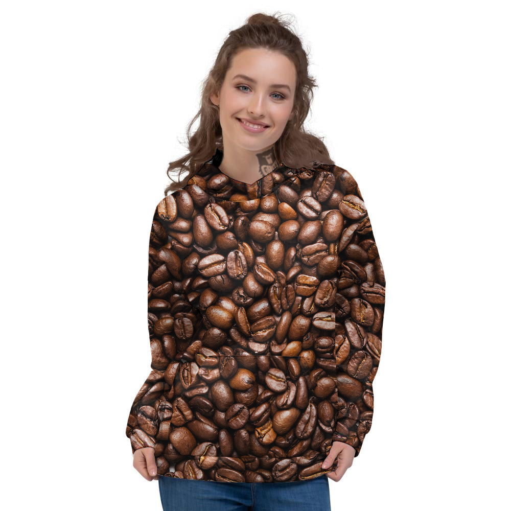 Coffee Beans Print Women's Hoodie-grizzshop