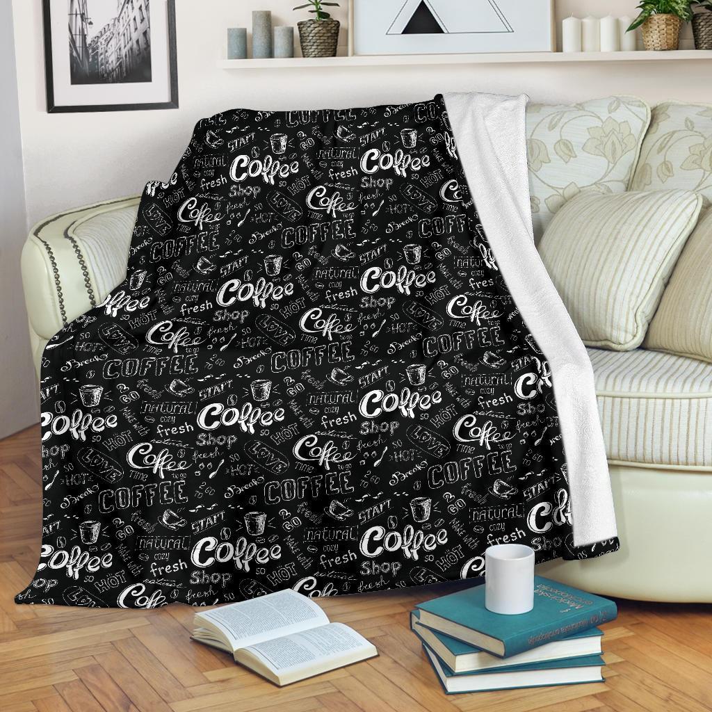 Coffee Black Pattern Print Blanket-grizzshop