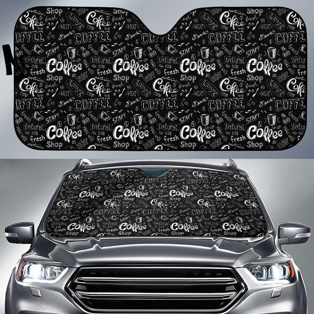 Coffee Black Pattern Print Car Sun Shade-grizzshop