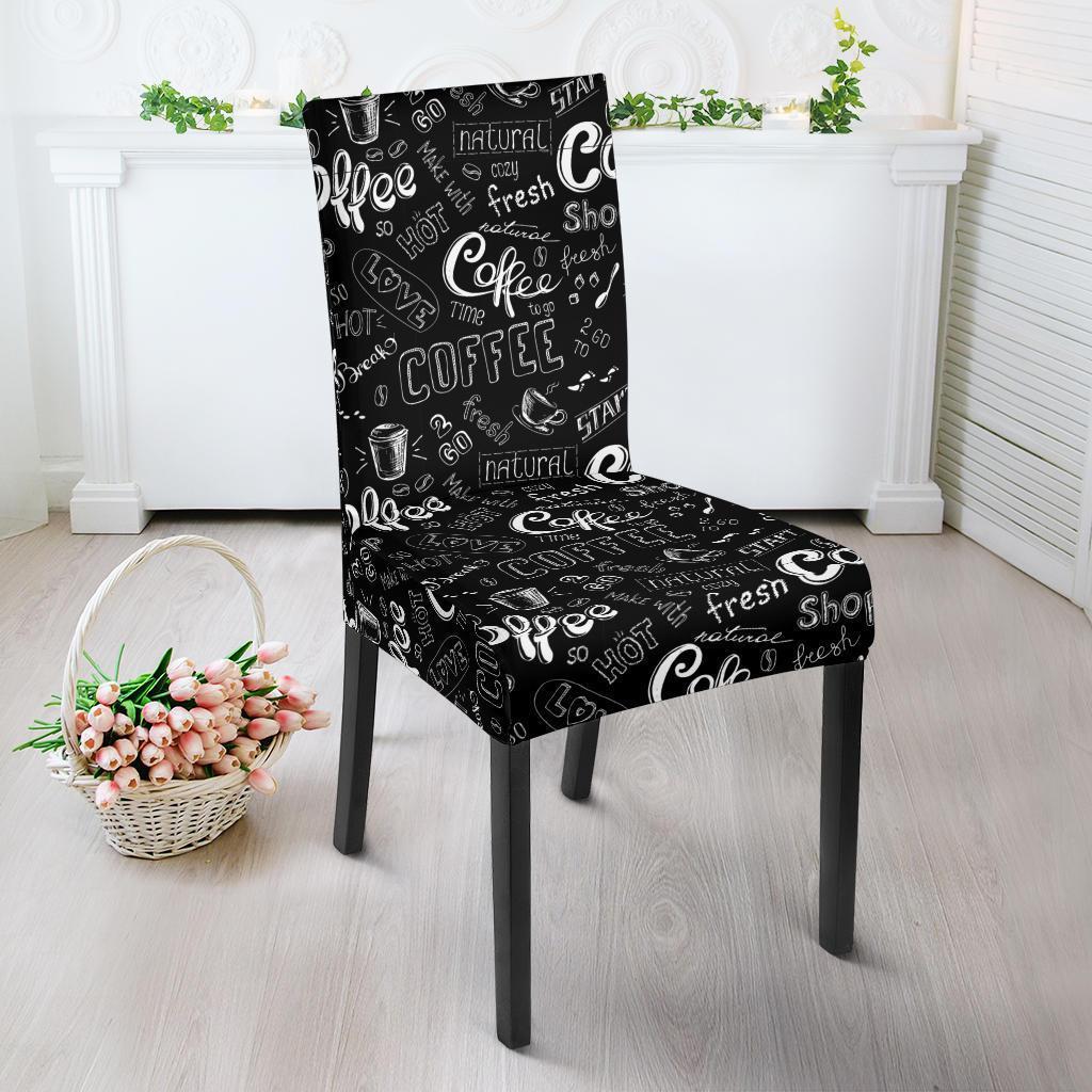 Coffee Black Pattern Print Chair Cover-grizzshop