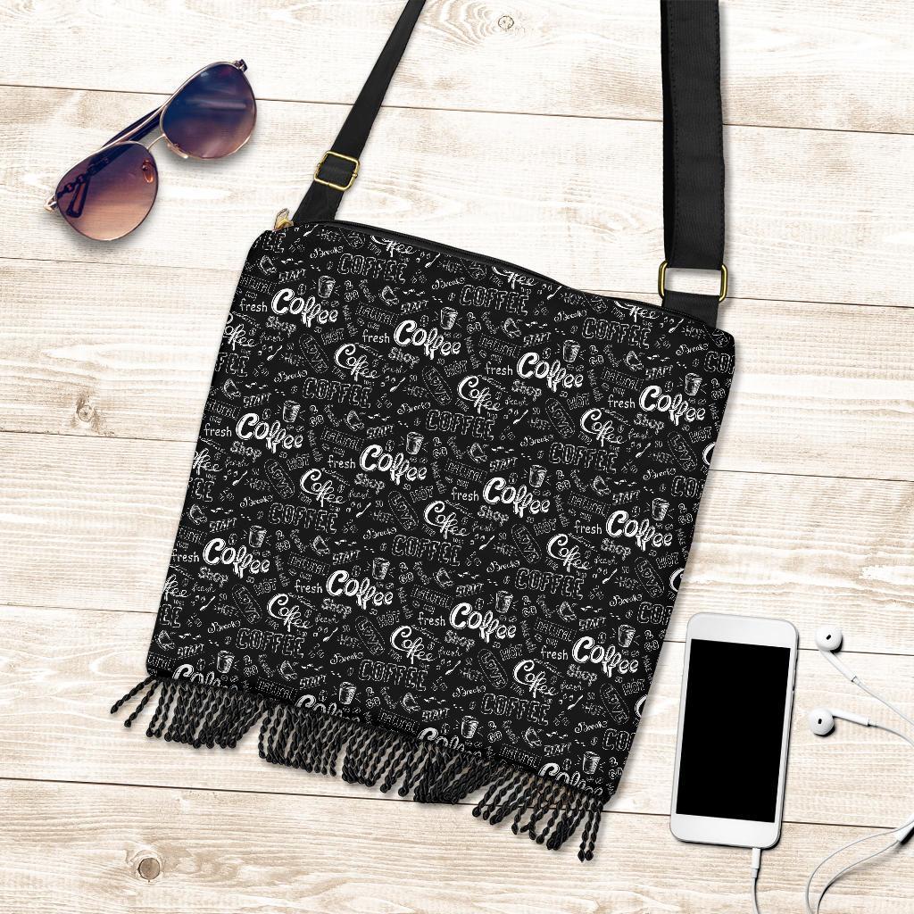 Coffee Black Pattern Print Crossbody bags-grizzshop