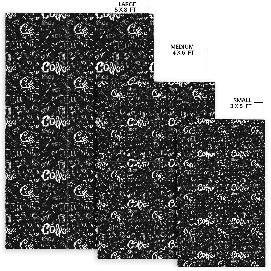 Coffee Black Pattern Print Floor Mat-grizzshop