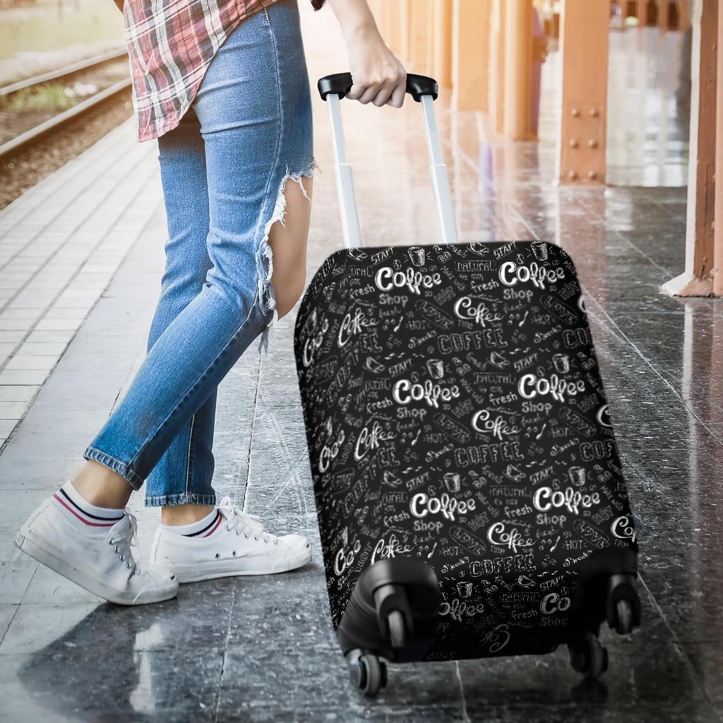 Coffee Black Pattern Print Luggage Cover Protector-grizzshop