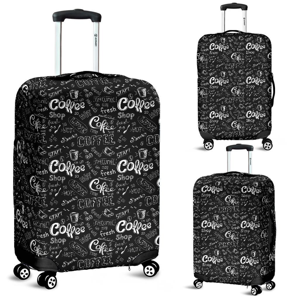Coffee Black Pattern Print Luggage Cover Protector-grizzshop