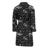 Coffee Black Pattern Print Men Long Robe-grizzshop