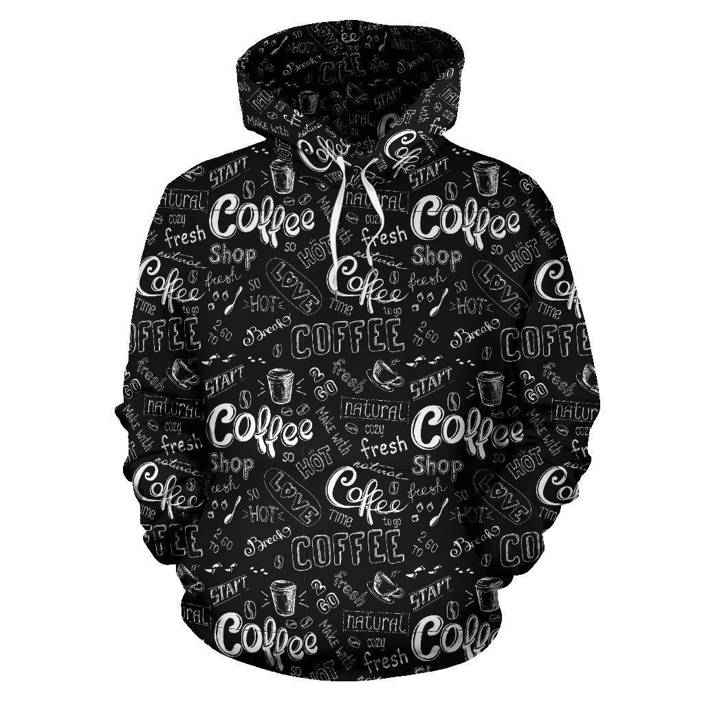 Coffee Black Pattern Print Men Women Pullover Hoodie-grizzshop