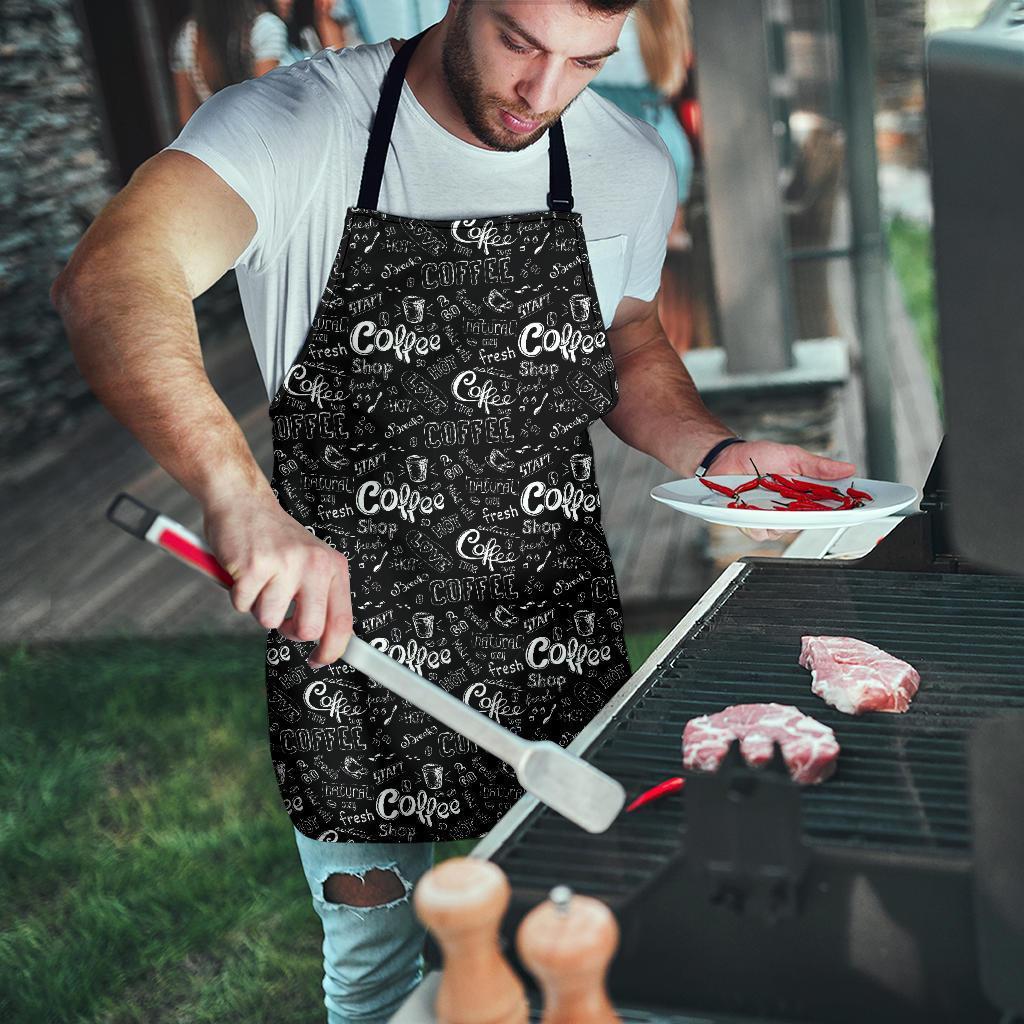 Coffee Black Pattern Print Men's Apron-grizzshop