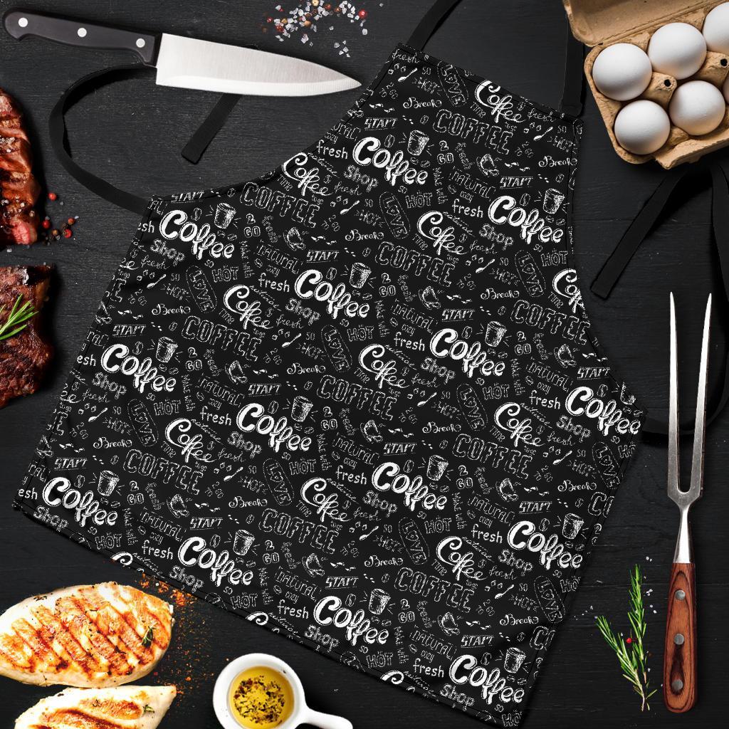 Coffee Black Pattern Print Men's Apron-grizzshop