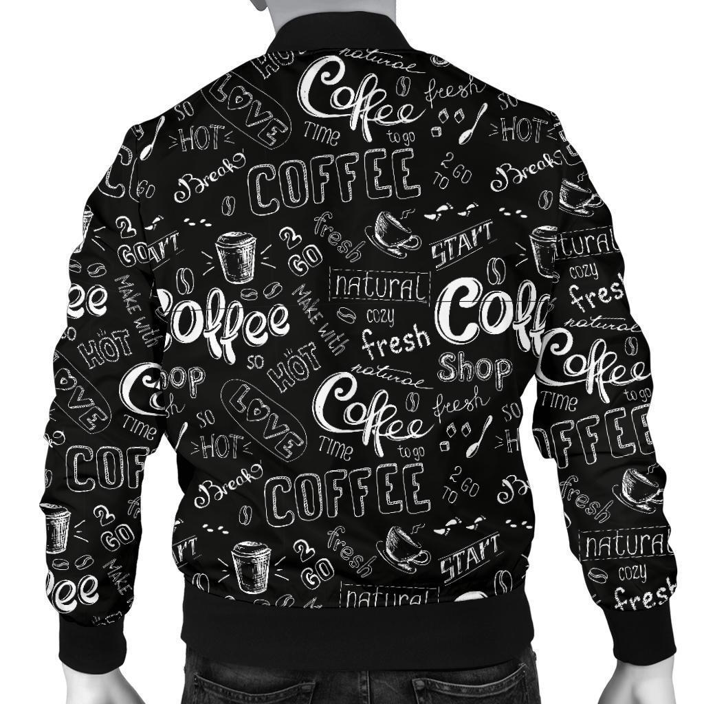 Coffee Black Pattern Print Men's Bomber Jacket-grizzshop