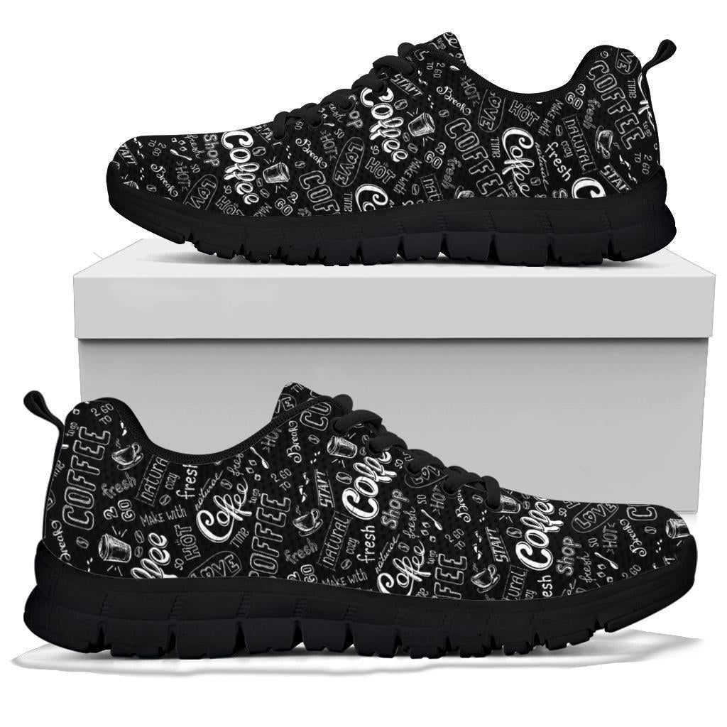 Coffee Black Pattern Print Sneaker Shoes For Men Women-grizzshop