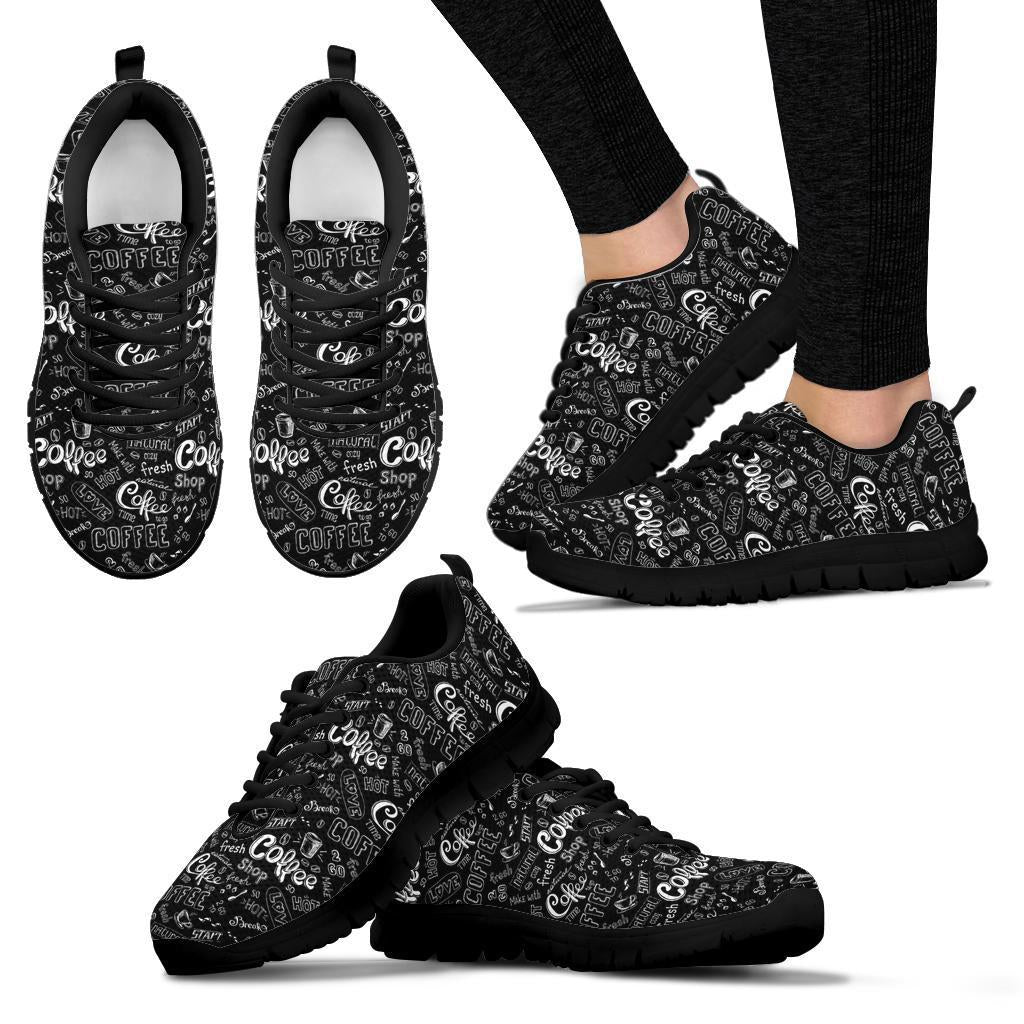 Coffee Black Pattern Print Sneaker Shoes For Men Women-grizzshop