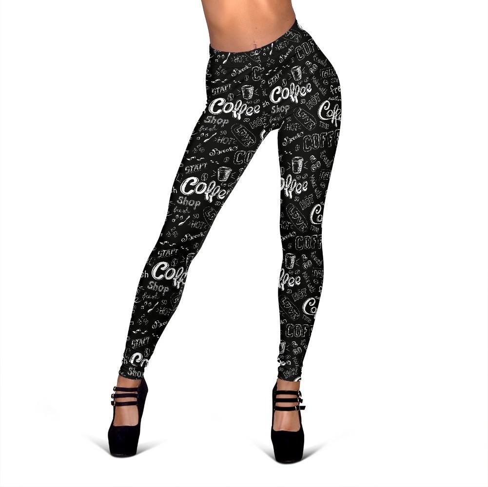 Coffee Black Pattern Print Women Leggings-grizzshop