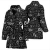 Coffee Black Pattern Print Women Long Robe-grizzshop