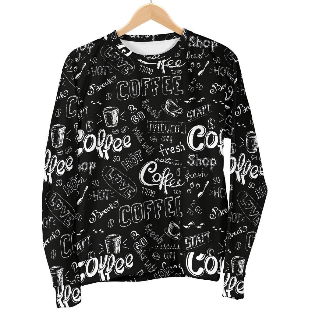 Coffee Black Pattern Print Women's Sweatshirt-grizzshop