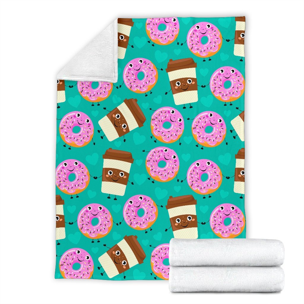 Coffee Donut Pattern Print Blanket-grizzshop