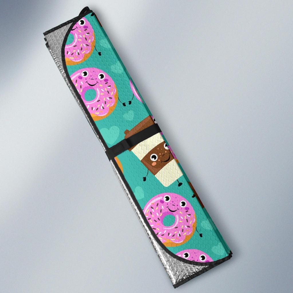 Coffee Donut Pattern Print Car Sun Shade-grizzshop