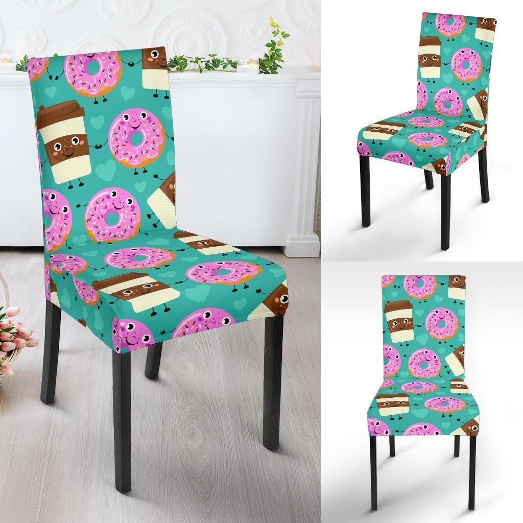 Coffee Donut Pattern Print Chair Cover-grizzshop