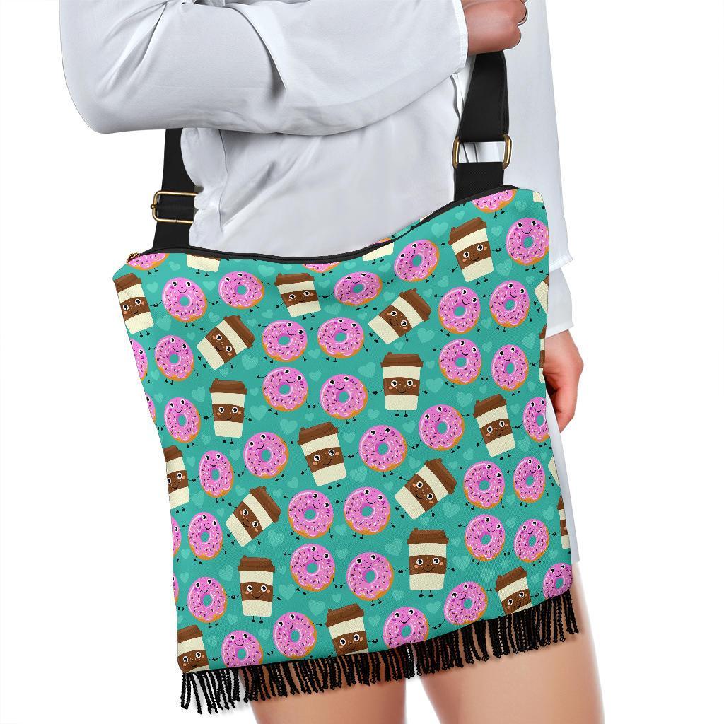 Coffee Donut Pattern Print Crossbody Bags-grizzshop