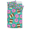 Coffee Donut Pattern Print Duvet Cover Bedding Set-grizzshop