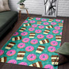 Coffee Donut Pattern Print Floor Mat-grizzshop