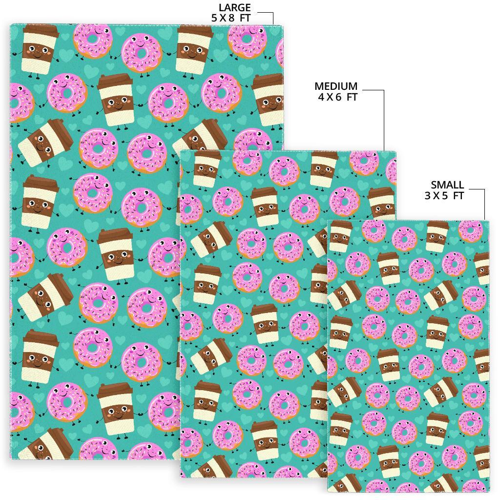 Coffee Donut Pattern Print Floor Mat-grizzshop