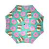 Coffee Donut Pattern Print Foldable Umbrella-grizzshop