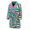 Coffee Donut Pattern Print Men Long Robe-grizzshop