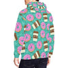 Coffee Donut Pattern Print Men Pullover Hoodie-grizzshop