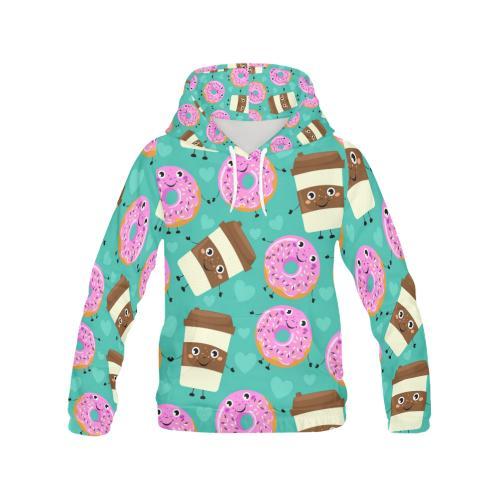 Coffee Donut Pattern Print Men Pullover Hoodie-grizzshop