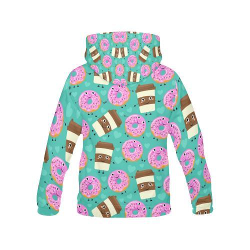 Coffee Donut Pattern Print Men Pullover Hoodie-grizzshop