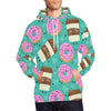 Coffee Donut Pattern Print Men Pullover Hoodie-grizzshop