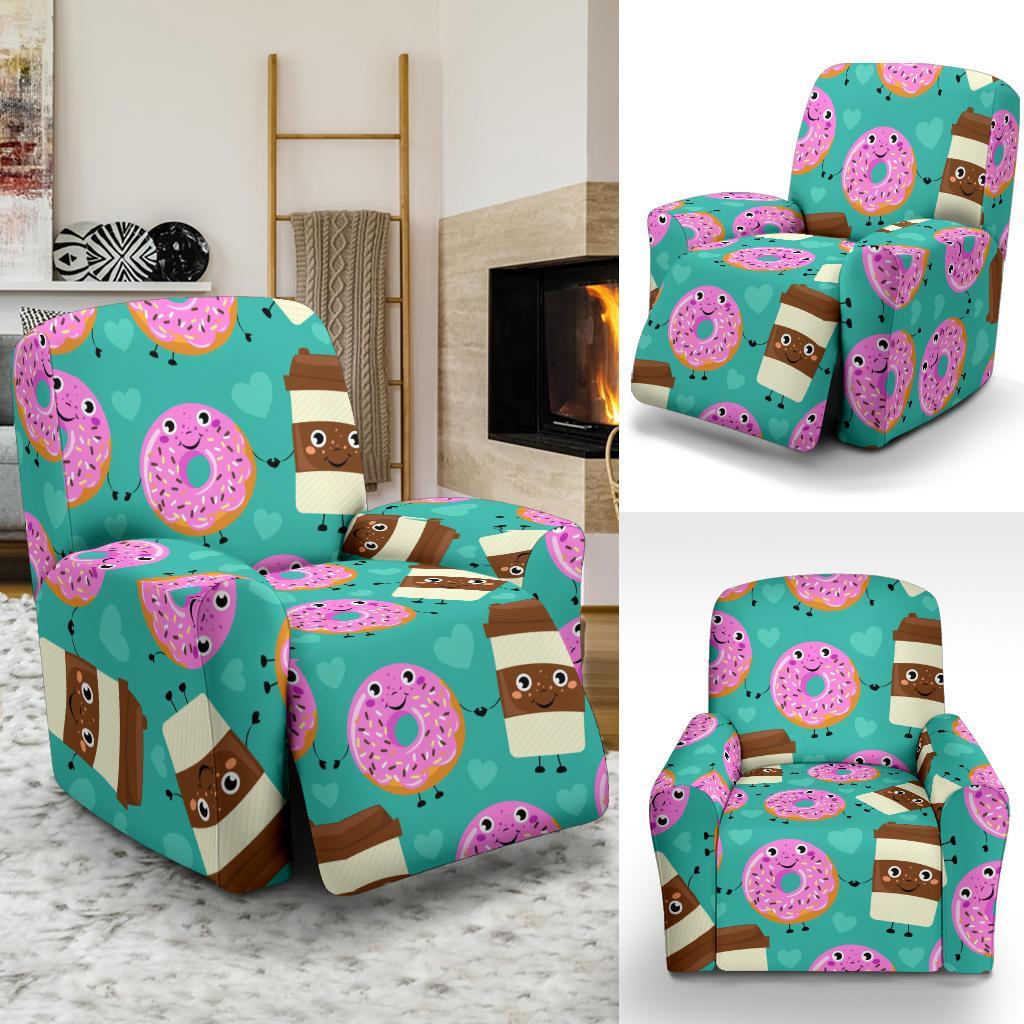 Coffee Donut Pattern Print Recliner Cover-grizzshop