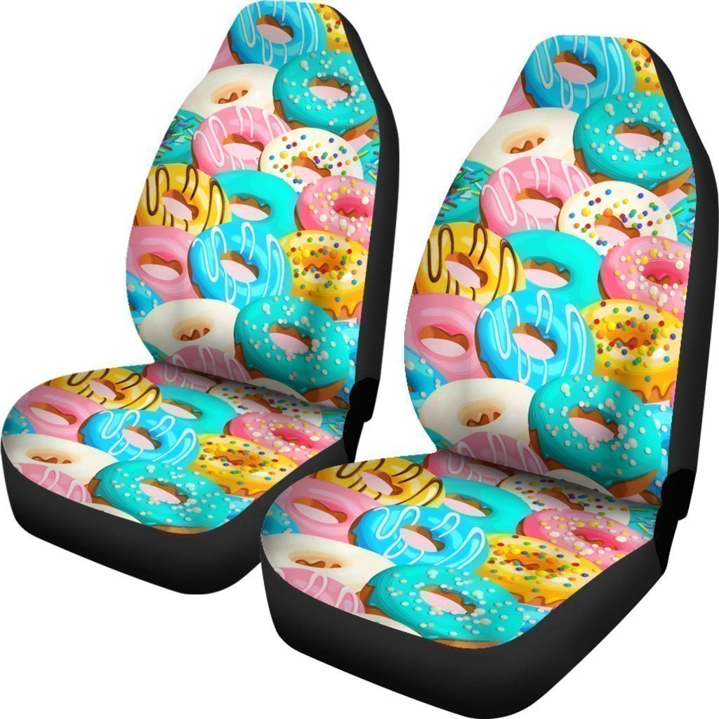 Coffee Donut Pattern Print Universal Fit Car Seat Cover-grizzshop