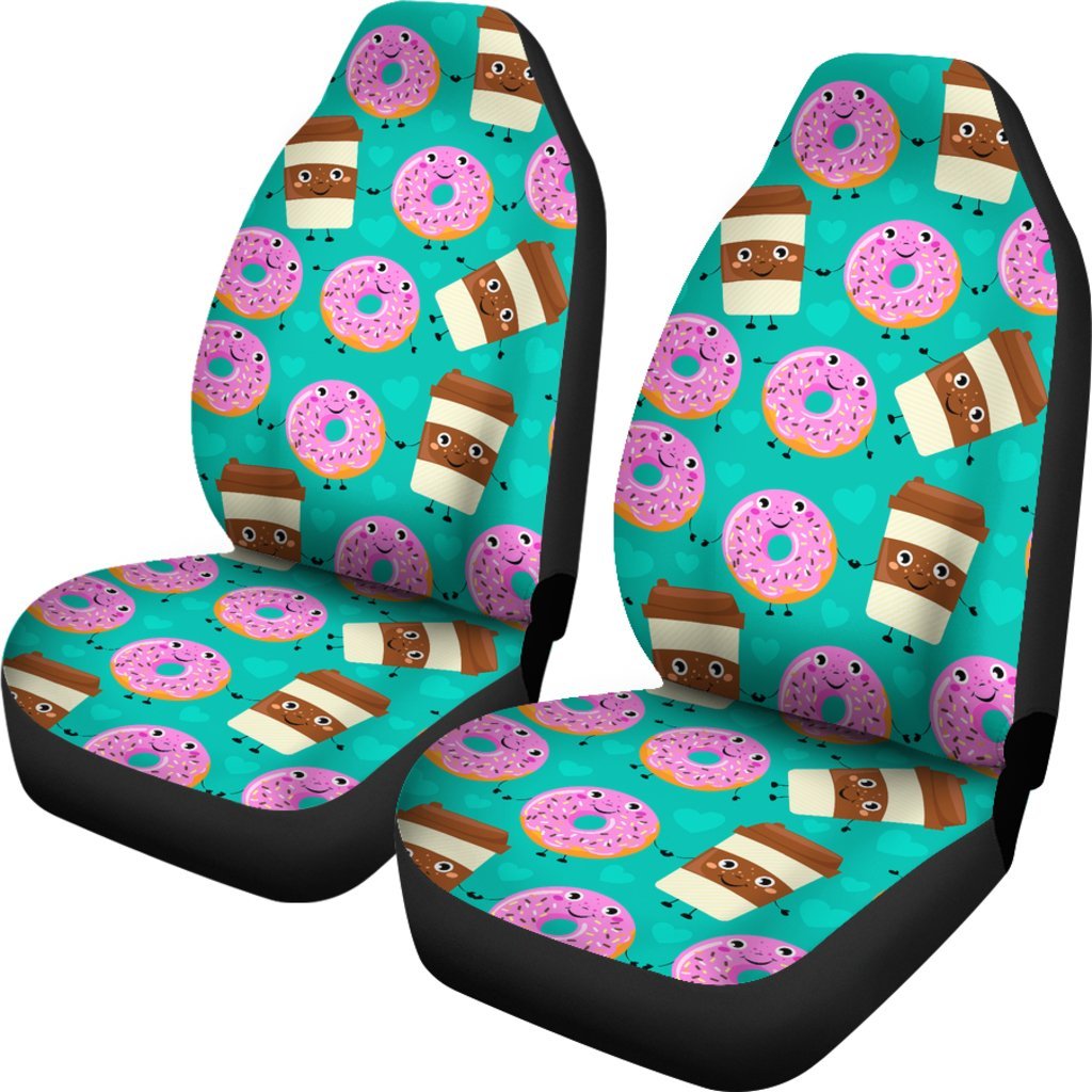 Coffee Donut Pattern Print Universal Fit Car Seat Cover-grizzshop