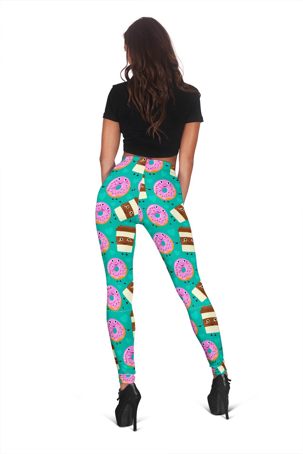 Coffee Donut Pattern Print Women Leggings-grizzshop