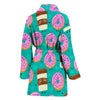 Coffee Donut Pattern Print Women Long Robe-grizzshop