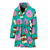 Coffee Donut Pattern Print Women Long Robe-grizzshop