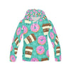 Coffee Donut Pattern Print Women Pullover Hoodie-grizzshop