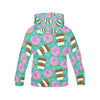 Coffee Donut Pattern Print Women Pullover Hoodie-grizzshop