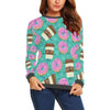 Coffee Donut Pattern Print Women's Sweatshirt-grizzshop