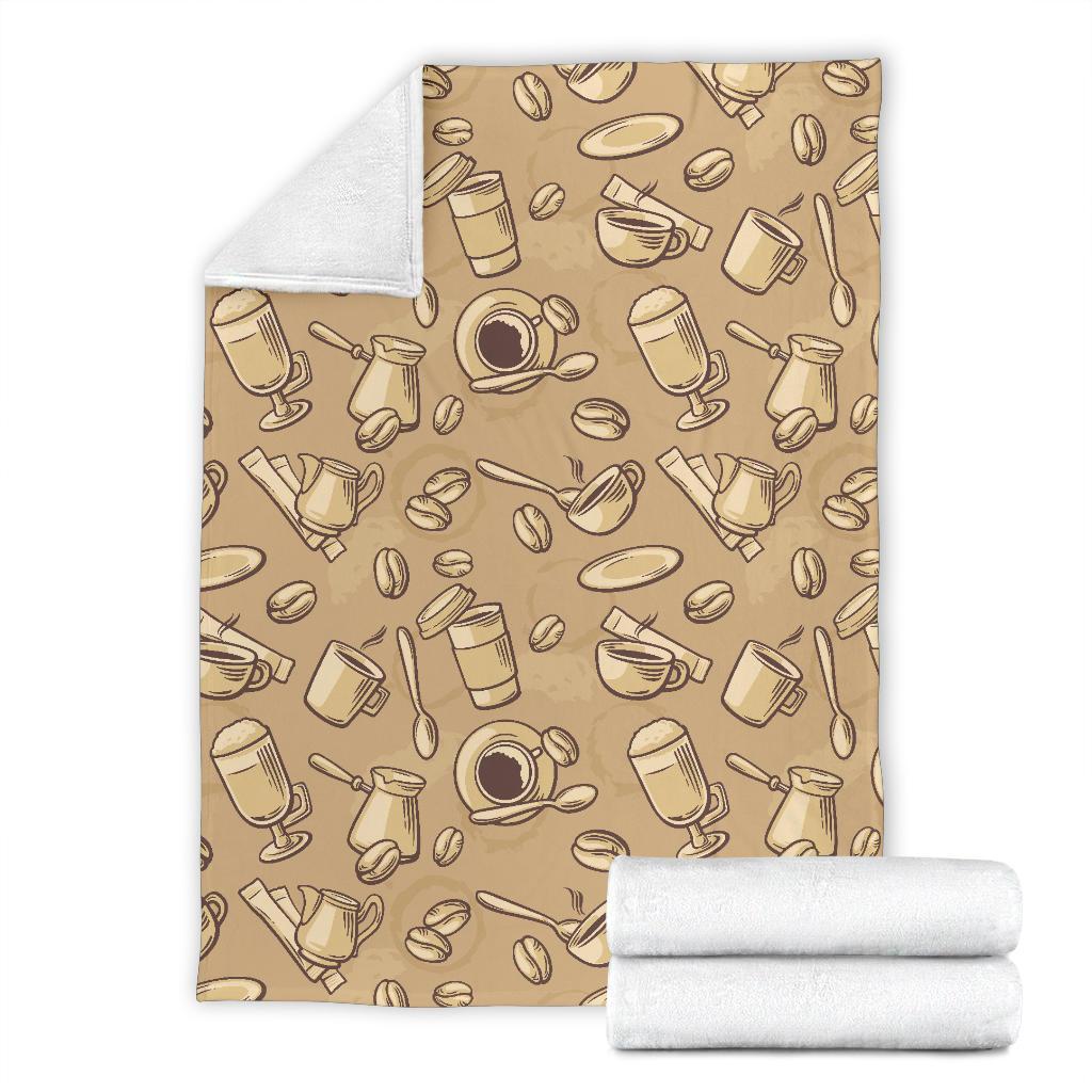 Coffee Pattern Print Blanket-grizzshop